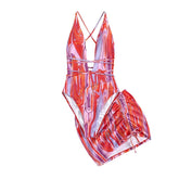 Traje de baño de una pieza con espalda cruzada y cordón ondulado con falda de playa